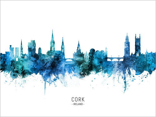 Cork Ireland Skyline Cityscape Poster Art Print