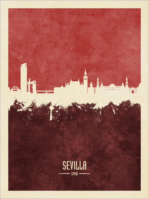 Sevilla Spain Skyline Cityscape Poster Art Print