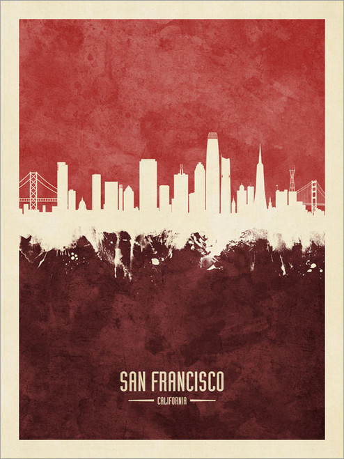 San Francisco California Skyline Cityscape Poster Art Print