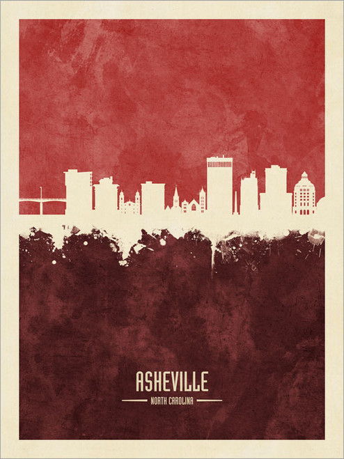 Asheville North Carolina Skyline Cityscape Poster Art Print