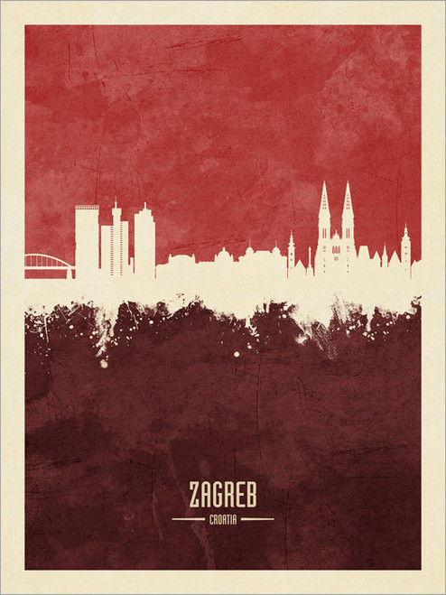 Zagreb Croatia Skyline Cityscape Poster Art Print