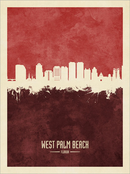 West Palm Beach Florida Skyline Cityscape Poster Art Print