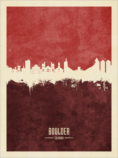 Boulder Colorado Skyline Cityscape Poster Art Print