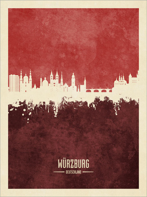 Würzburg Deutschland Skyline Cityscape Poster Art Print