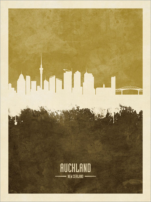 Auckland New Zealand Skyline Cityscape Poster Art Print