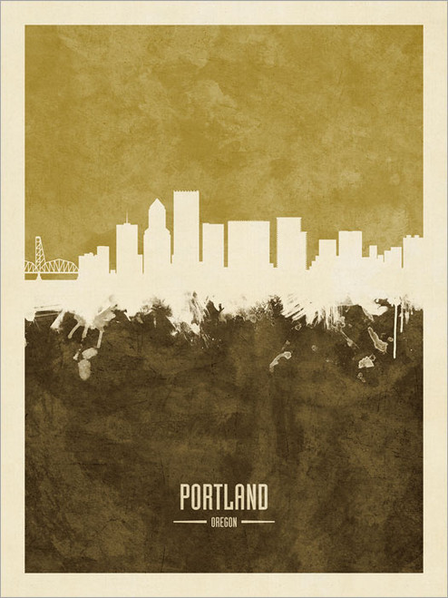 Portland Oregon Skyline Cityscape Poster Art Print