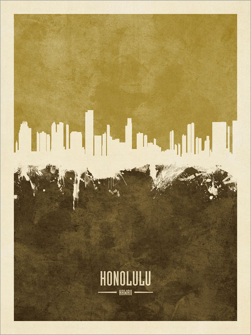 Honolulu Hawaii Skyline Cityscape Poster Art Print