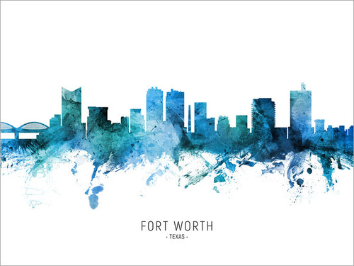 Fort Worth Texas Skyline Cityscape Poster Art Print