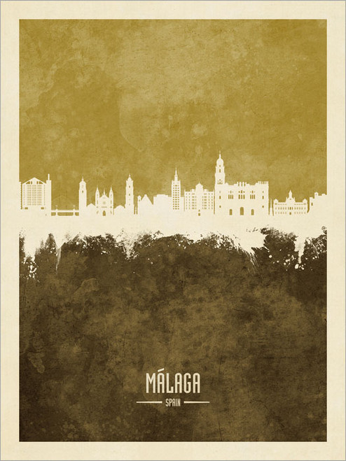 Málaga Spain Skyline Cityscape Poster Art Print