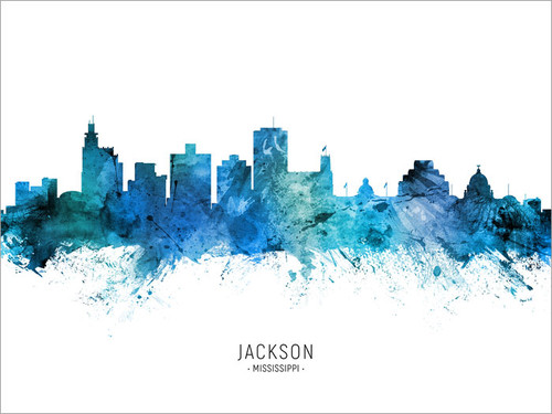 Jackson Mississippi Skyline Cityscape Poster Art Print