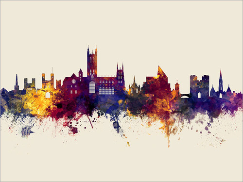 Canterbury England Skyline Cityscape Poster Art Print