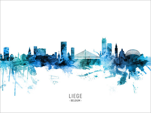 Liege Belgium Skyline Cityscape Poster Art Print