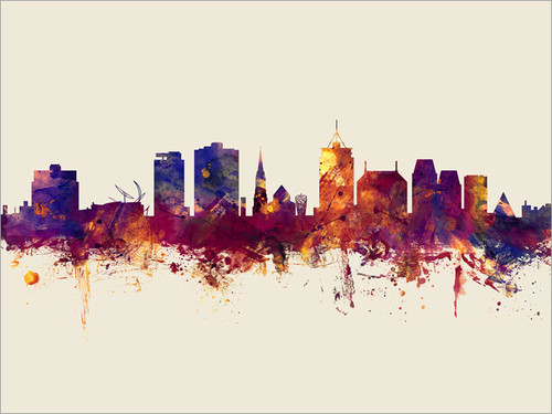 Christchurch New Zealand Skyline Cityscape Poster Art Print