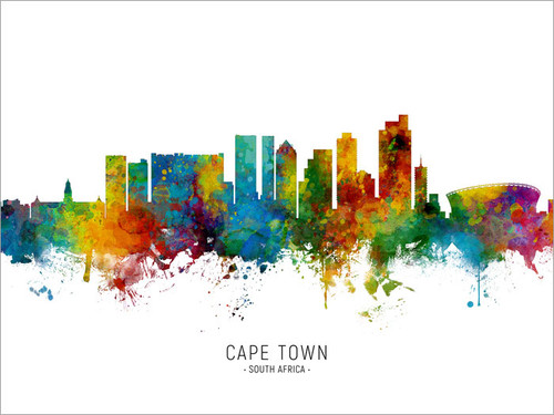 Cape Town South Africa Skyline Cityscape Poster Art Print