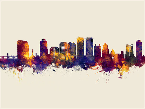 West Palm Beach Florida Skyline Cityscape Poster Art Print