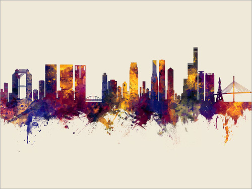 Osaka Japan Skyline Cityscape Poster Art Print