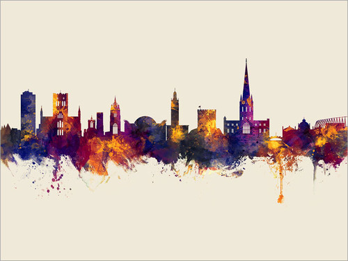 Norwich England Skyline Cityscape Poster Art Print