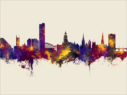 Sheffield England Skyline Cityscape Poster Art Print