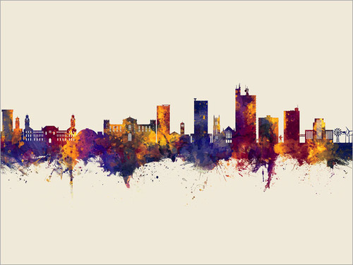 Lubbock Texas Skyline Cityscape Poster Art Print