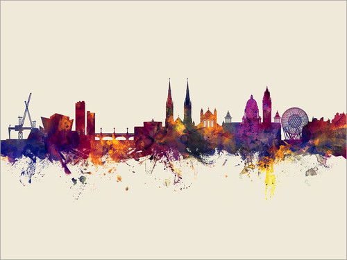 Belfast Northern Ireland Skyline Cityscape Poster Art Print