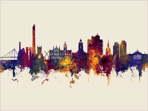 Northampton England Skyline Cityscape Poster Art Print