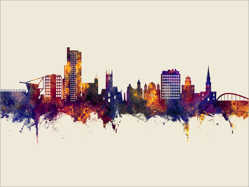 Wolverhampton England Skyline Cityscape Poster Art Print