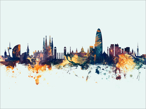 Barcelona Spain Skyline Cityscape Poster Art Print