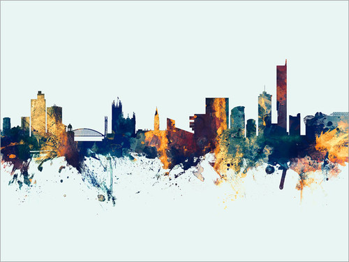 Manchester England Skyline Cityscape Poster Art Print