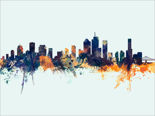 Brisbane Australia Skyline Cityscape Poster Art Print