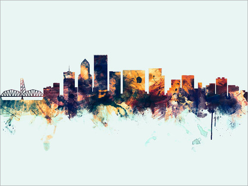 Portland Oregon Skyline Cityscape Poster Art Print