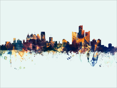 Detroit Michigan Skyline Cityscape Poster Art Print