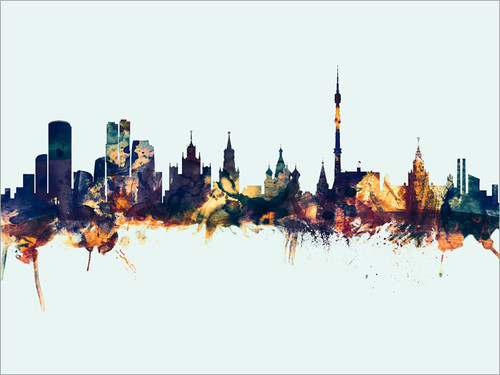 Moscow Russia Skyline Cityscape Poster Art Print