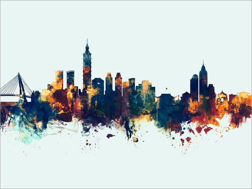 Taipei Taiwan Skyline Cityscape Poster Art Print