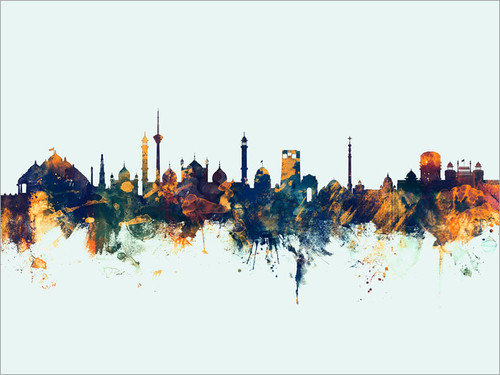 New Delhi India Skyline Cityscape Poster Art Print