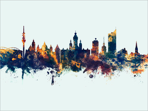Leipzig Germany Skyline Cityscape Poster Art Print