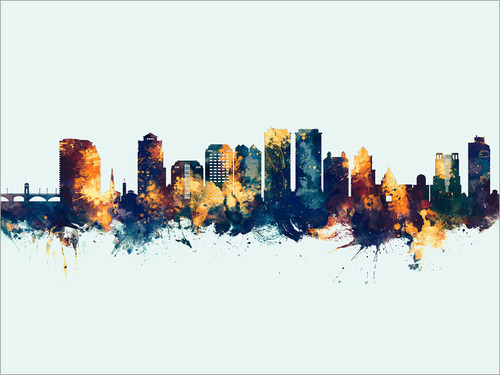 West Palm Beach Florida Skyline Cityscape Poster Art Print