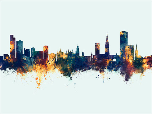 Leicester England Skyline Cityscape Poster Art Print