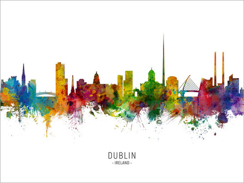 Dublin Ireland Skyline Cityscape Poster Art Print