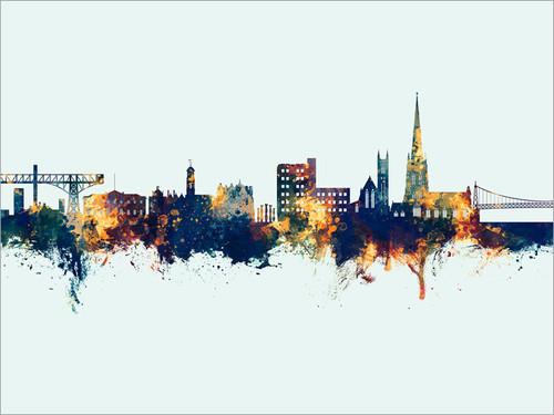 Warrington England Skyline Cityscape Poster Art Print