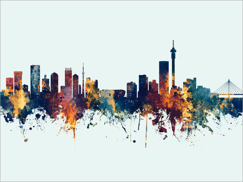 Johannesburg South Africa Skyline Cityscape Poster Art Print