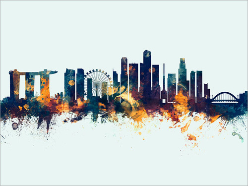 Singapore Singapore Skyline Cityscape Poster Art Print