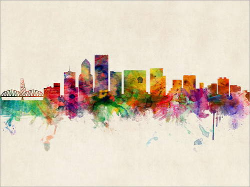 Portland Oregon Skyline Cityscape Poster Art Print