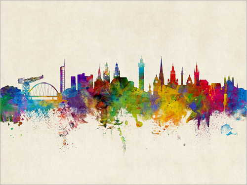 Glasgow Scotland Skyline Cityscape Poster Art Print