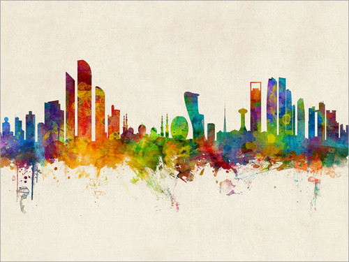 Abu Dhabi United Arab Emirates Skyline Cityscape Poster Art Print