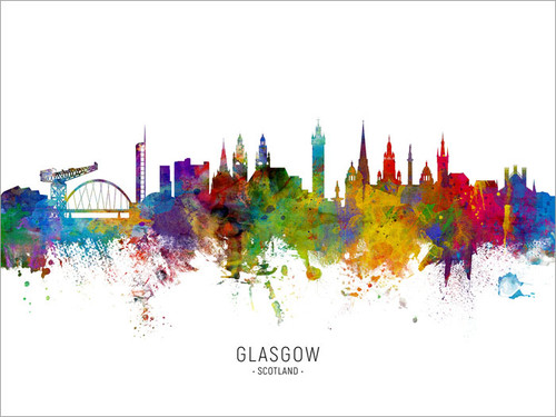 Glasgow Scotland Skyline Cityscape Poster Art Print