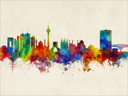 Tehran Iran Skyline Cityscape Poster Art Print