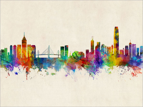Hong Kong China Skyline Cityscape Poster Art Print