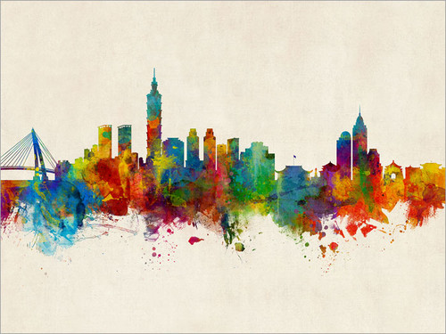 Taipei Taiwan Skyline Cityscape Poster Art Print