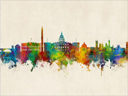 Washington DC Skyline Cityscape Poster Art Print