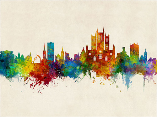 Lincoln England Skyline Cityscape Poster Art Print